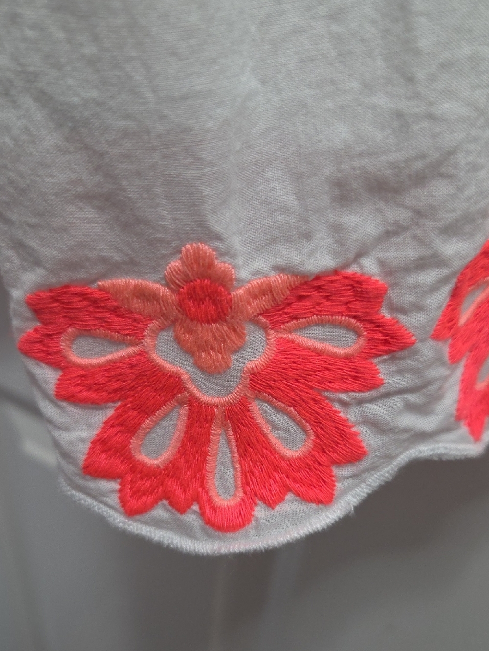 J. Crew White Cotton Dress w/Embroidered Floral Trim - Picture 6 of 7
